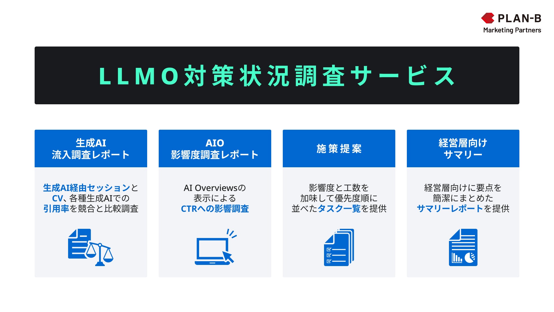 LLMO対策状況調査サービス概要_PLAN-Bマーケティングパートナーズ